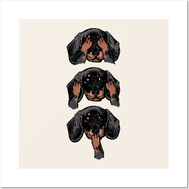 No Evil Dachshund Wall Art by huebucket